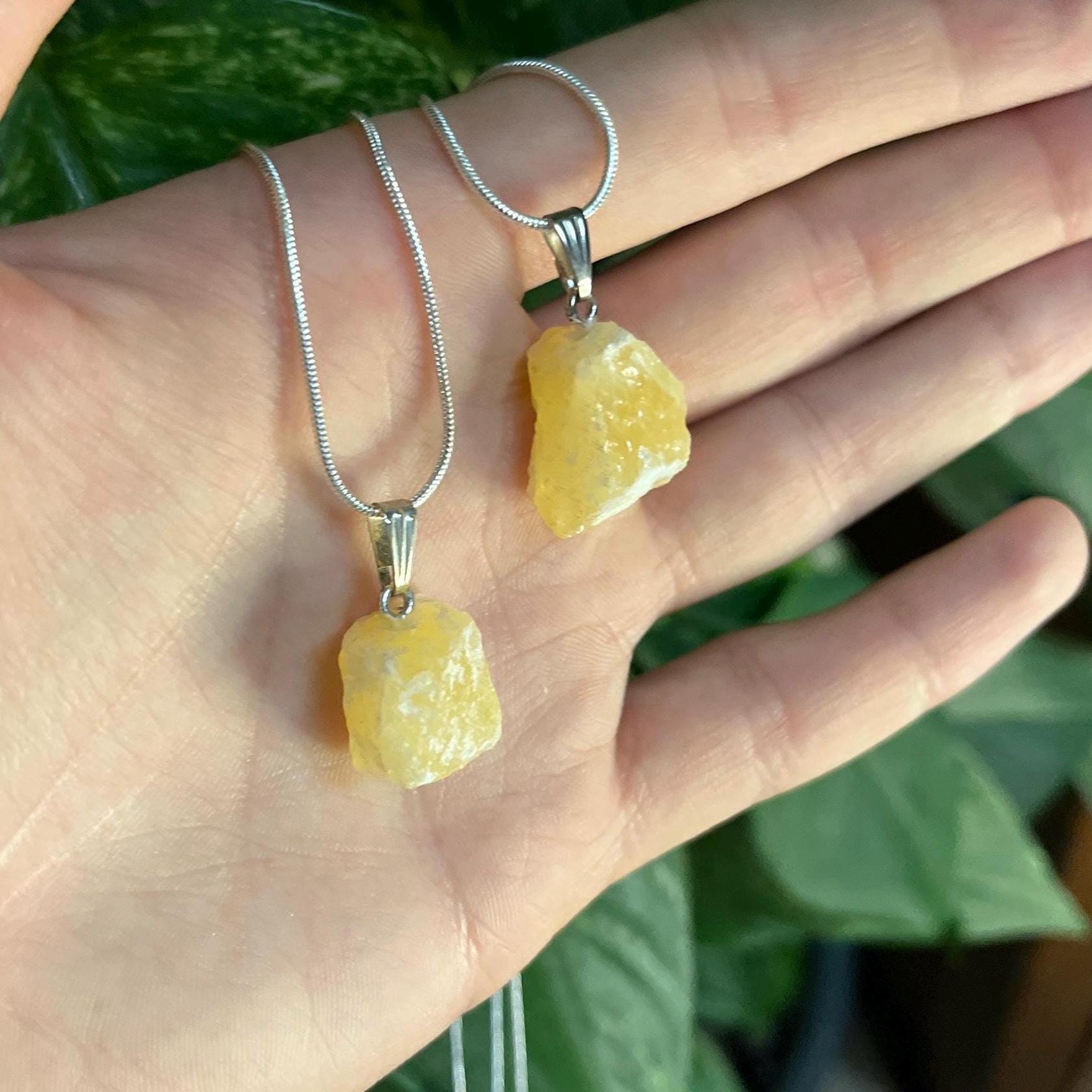 Yellow calcite necklace crystal